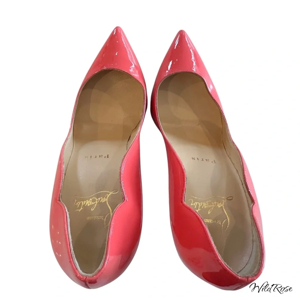 Christian Louboutin “Hot Chick” Coral Pinkish Orange Scalloped Pumps SZ 35 US 5 - Picture 5 of 17